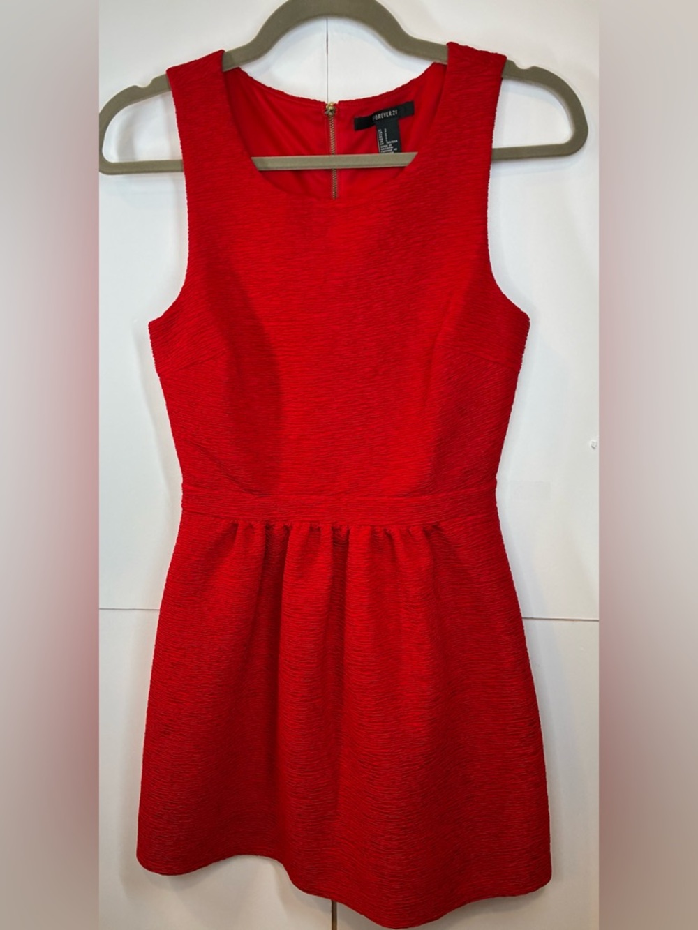 Forever 21 Red Fit & Flare Dress Size Small Textures Sleeveless Skater Dress